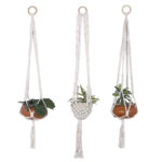 Cotton Macrame Plant Hanger/Indoor Outdoor Hanging Planter (White_38inch_42inch_38inch)