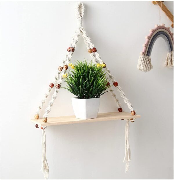 Macrame Wall Hanging Shelves,Boho Home Wall Decor Shelf for Bedroom/Bathroom/Living Room