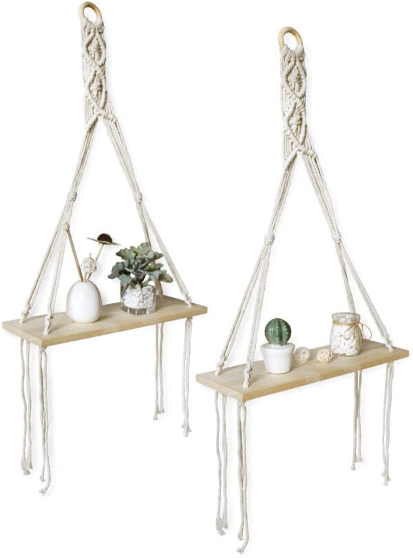 Macrame Wall Shelf Hanging Floating Shelves Plants