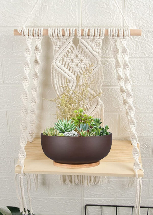 Macramé Wooden Wall Hanging Shelf |940| Modern Chic Woven Macrame Tapestries