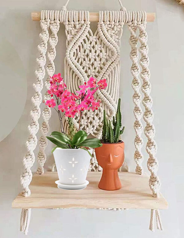 Macramé Wooden Wall Hanging Shelf |940| Modern Chic Woven Macrame Tapestries