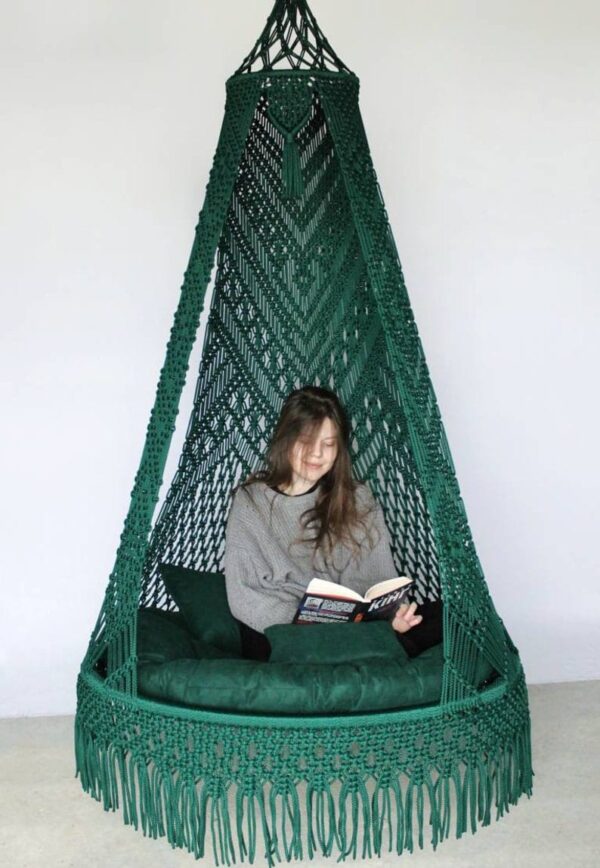 Macrame Swing Hammock Chair for Adults & Kids Large with 2 Pillow and Mattress,