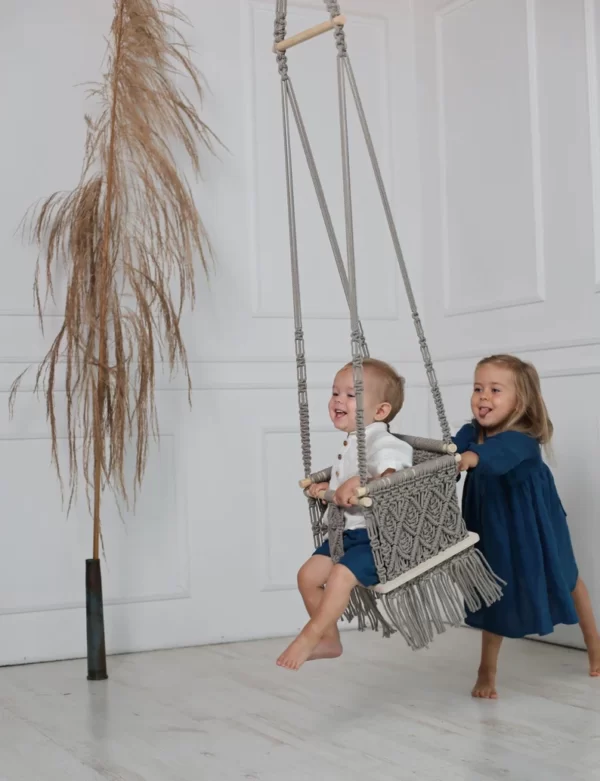 Macrame Hanging Swing for Kids | Baby Swing Indoor/Outdoor