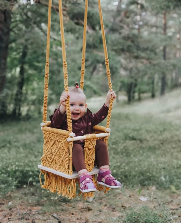 Macrame Hanging Swing for Kids | Baby Swing Indoor/Outdoor