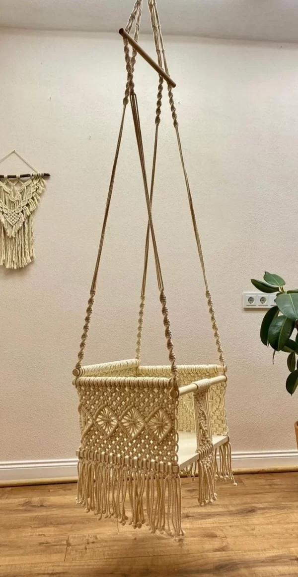 Macrame Hanging Swing for Kids | Baby Swing Indoor/Outdoor