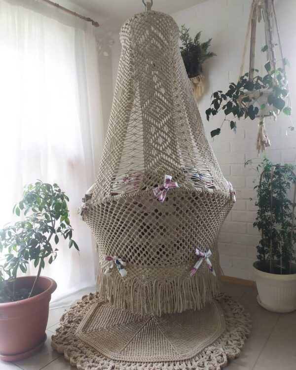 Macrame Side Diamond Swing Hammock Chair