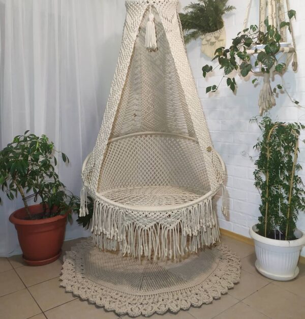 Macrame Side Diamond Swing Hammock Chair