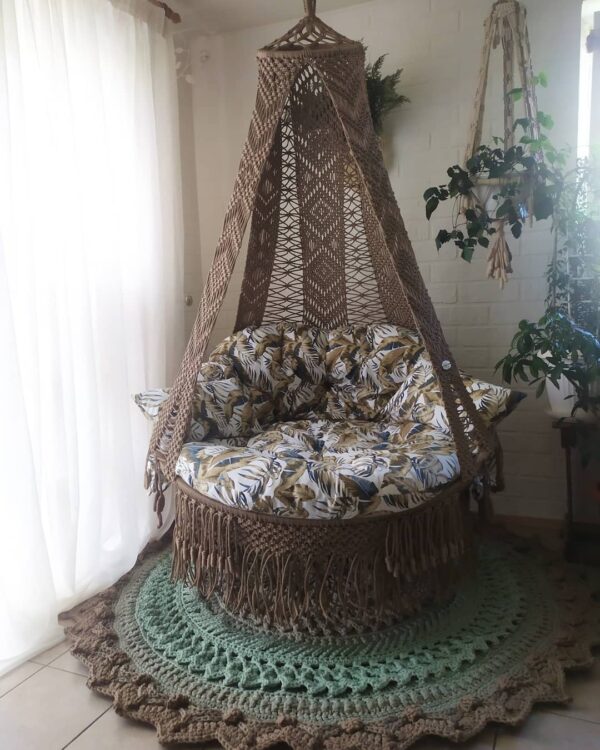 Macrame Side Diamond Swing Hammock Chair