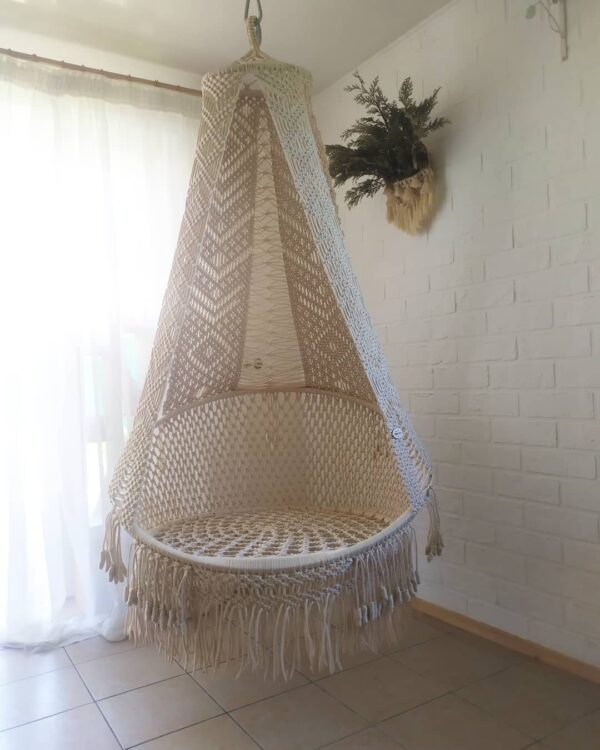 Macrame Side Diamond Swing Hammock Chair