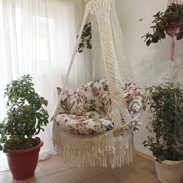 Macrame Side Diamond Swing Hammock Chair