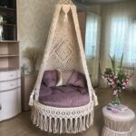 Macrame Swing Hammock Chair for Adults & Kids TOPW13 (Light golden)