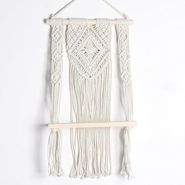 Macrame Wall Hanging Shelf, Pine Wood Wall Shelve