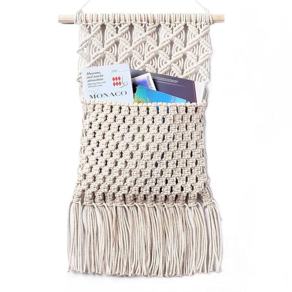 The Top Knott Macrame Boho Wall Hanging Magazine Storage Bag