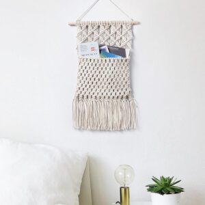 The Top Knott Macrame Boho Wall Hanging Magazine Storage Bag