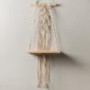 The Top Knott Macrame Leaf Pattern Macrame Wall Hanging Shelf Pine Wooden3