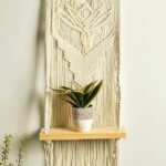 Macrame Wall Hanging Shelf Wood Floating Shelves with Wooden Dowel