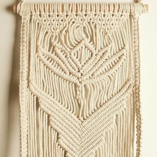 Macrame Wall Hanging Shelf Wood Floating Shelves with Wooden Dowel