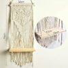 Macrame Wall Hanging Shelf Wood Floating Shelves with Wooden Dowel