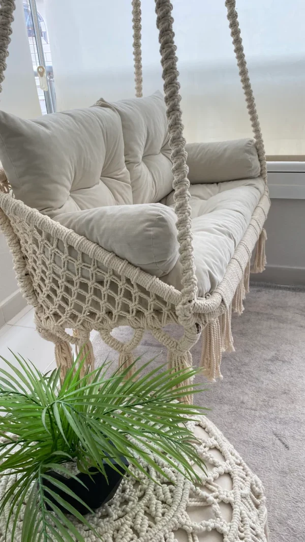 White Cotton Macrame Hanging Chair