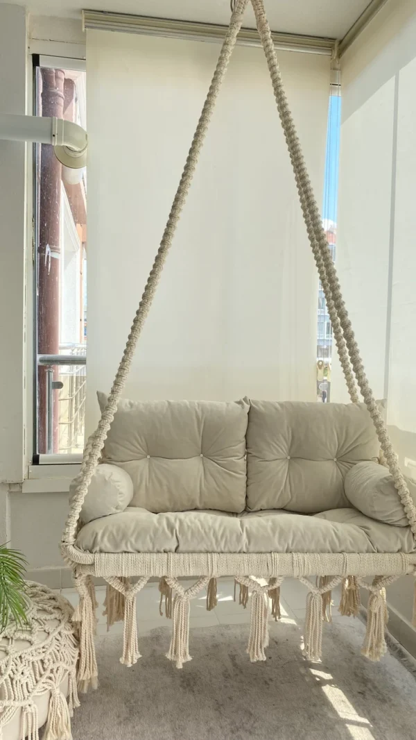 White Cotton Macrame Hanging Chair