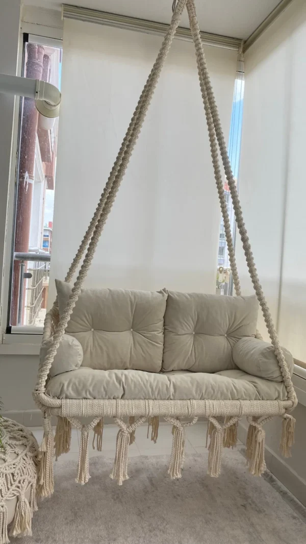 White Cotton Macrame Hanging Chair