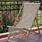 Handcrafted Ivory Macrame Deck Chair – Sun Lounger
