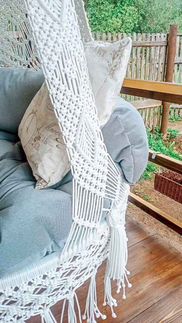 Handmade Macrame Hanging Chair with Cushions