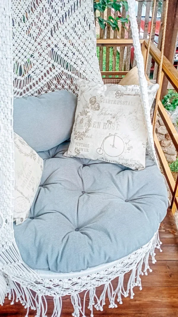 Handmade Macrame Hanging Chair with Cushions