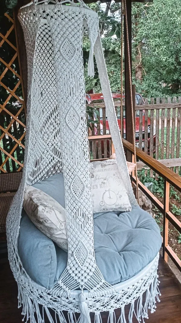 Handmade Macrame Hanging Chair with Cushions