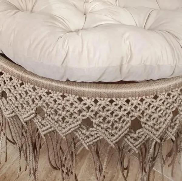 Boho Macrame Hanging Chair with Soft Cushions