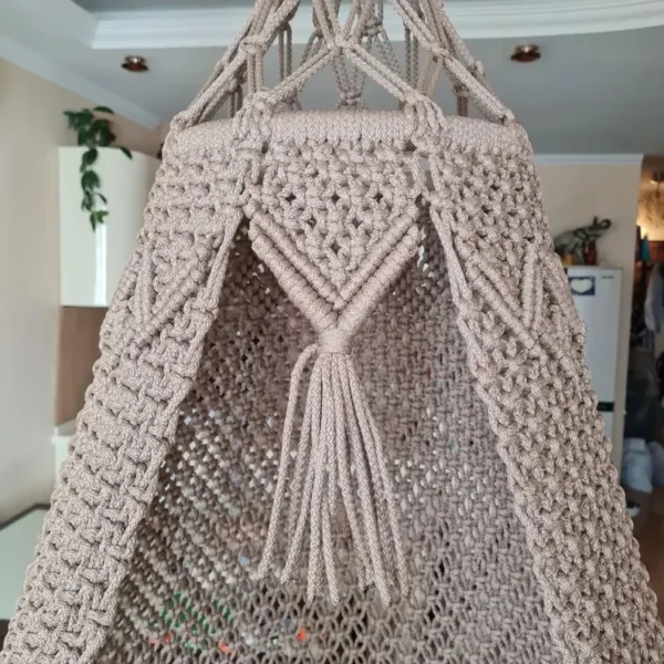 Boho Macrame Hanging Chair with Soft Cushions