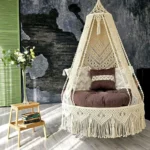 Boho Macrame Hanging Chair with Cushions