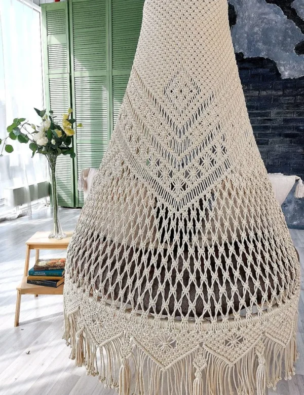 Boho Macrame Hanging Chair with Cushions