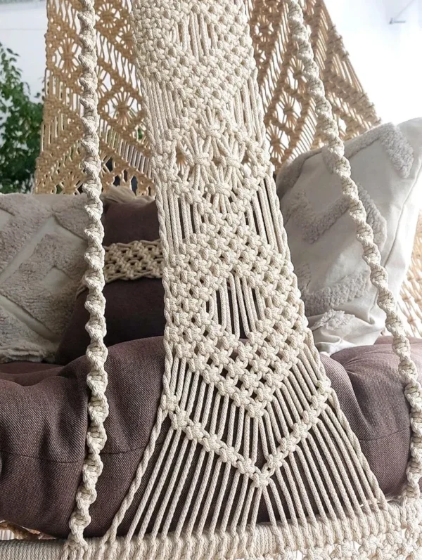 Boho Macrame Hanging Chair with Cushions