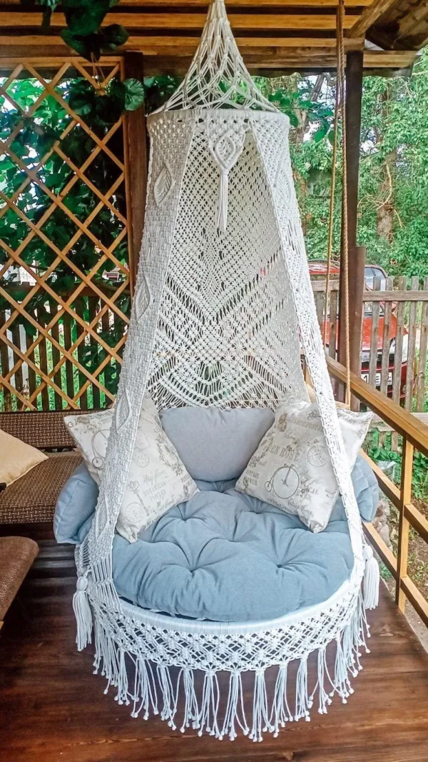 Handmade Macrame Hanging Chair with Cushions
