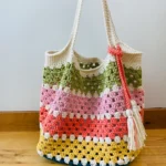 Colorful Granny Square Crochet Tote Bag