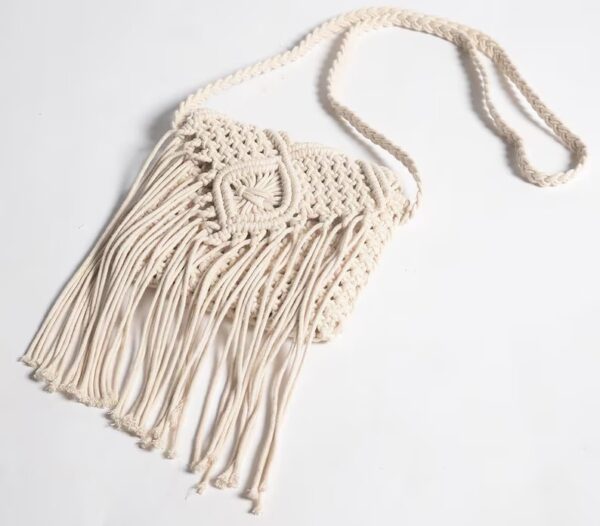 Boho Fringed Macrame Crossbody Bag