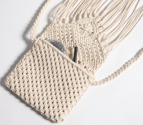 Boho Fringed Macrame Crossbody Bag