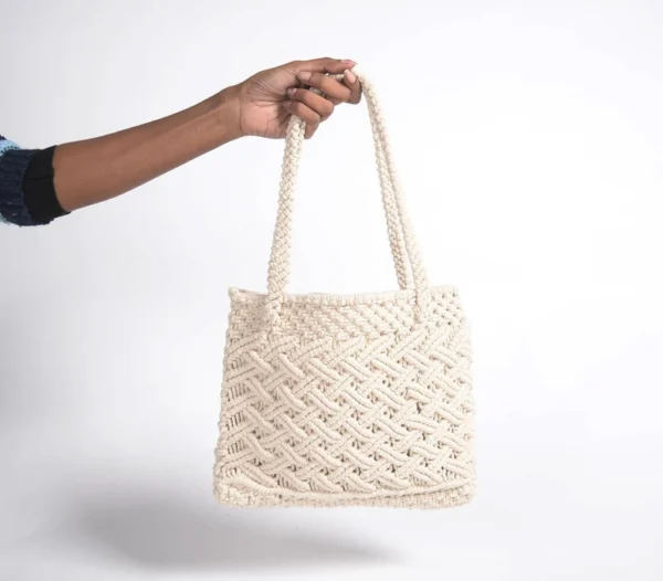 Boho Chic Hand-Knotted Macrame Shoulder Bag