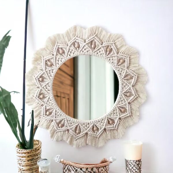 Handcrafted Boho Macrame Mirror
