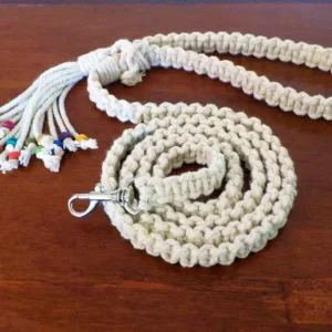 Handmade Boho Macrame Dog Leash with Tassel