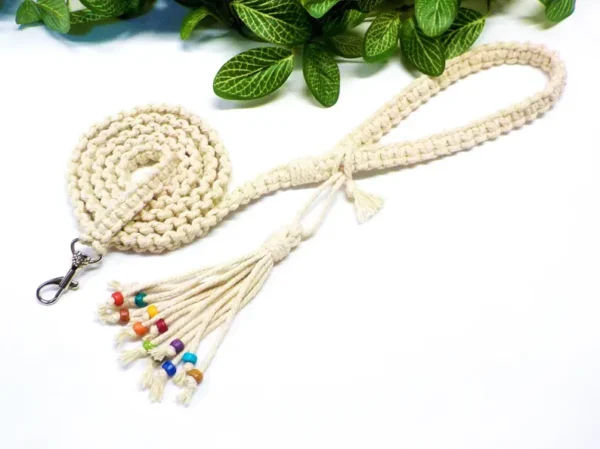 Handmade Boho Macrame Dog Leash with Tassel