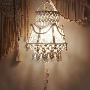 Luxurious Boho Large Cotton Macrame Pendant Lamp