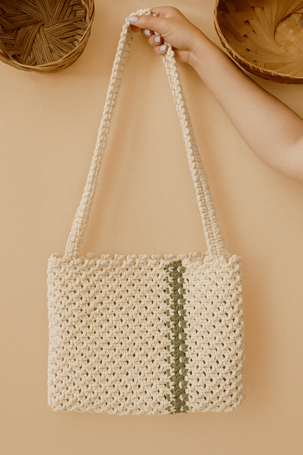 Boho-Chic Macrame Bag – Handmade Cotton Sling for Everyday & Travel