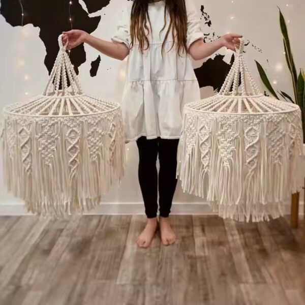 Luxurious Boho Large Cotton Macrame Pendant Lamp