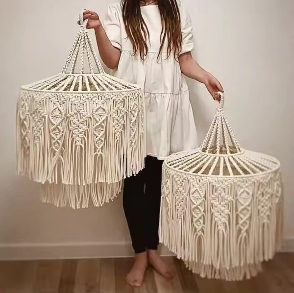 Luxurious Boho Large Cotton Macrame Pendant Lamp