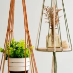 Macrame Ceiling Plant Hanger with Wooden Shelf | Boho