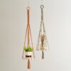 Macrame Ceiling Plant Hanger with Wooden Shelf | Boho