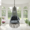 Fossil Grey Macrame Hanging Swing Chair with Cushion