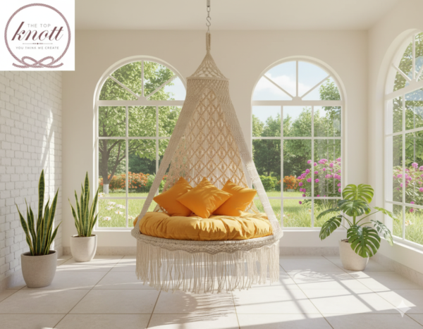 Boho Chic Macramé Hanging Chair with Cushion